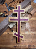 White Oak and Purpleheart  Wooden Orthodox Wall Cross