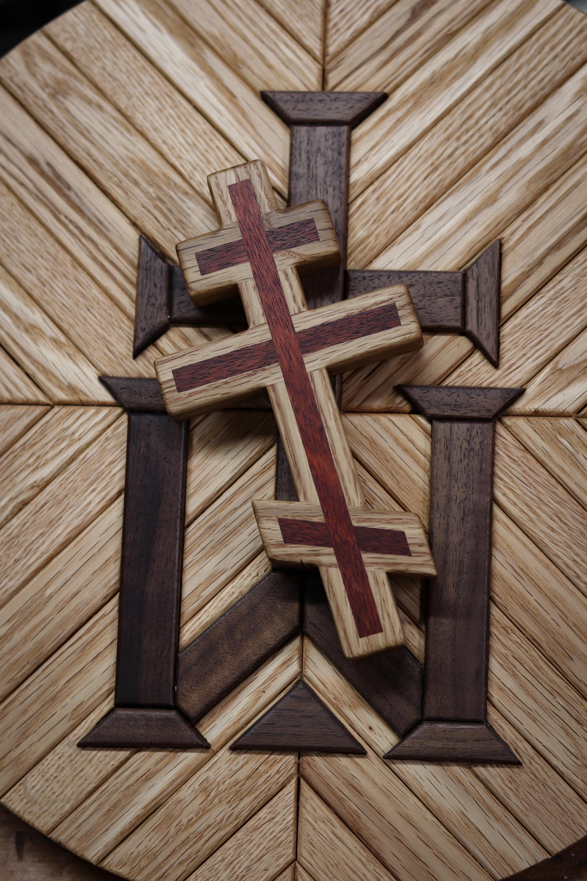 White Oak and Bloodwood Orthodox Wall Cross