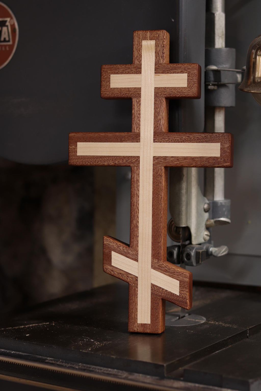 Sapele and Maple wooden Orthodox Wall Cross