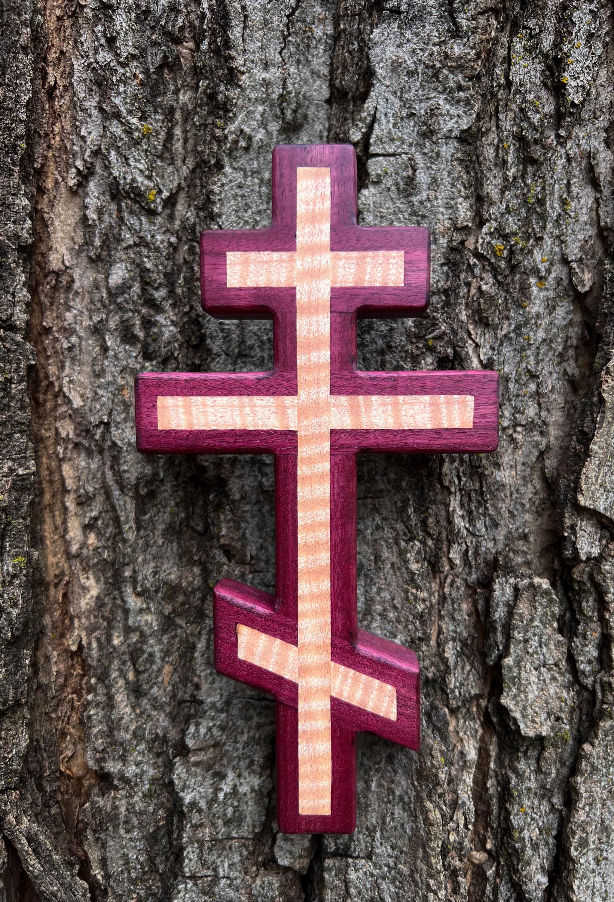 Purpleheart and Maple Orthodox Wall Cross