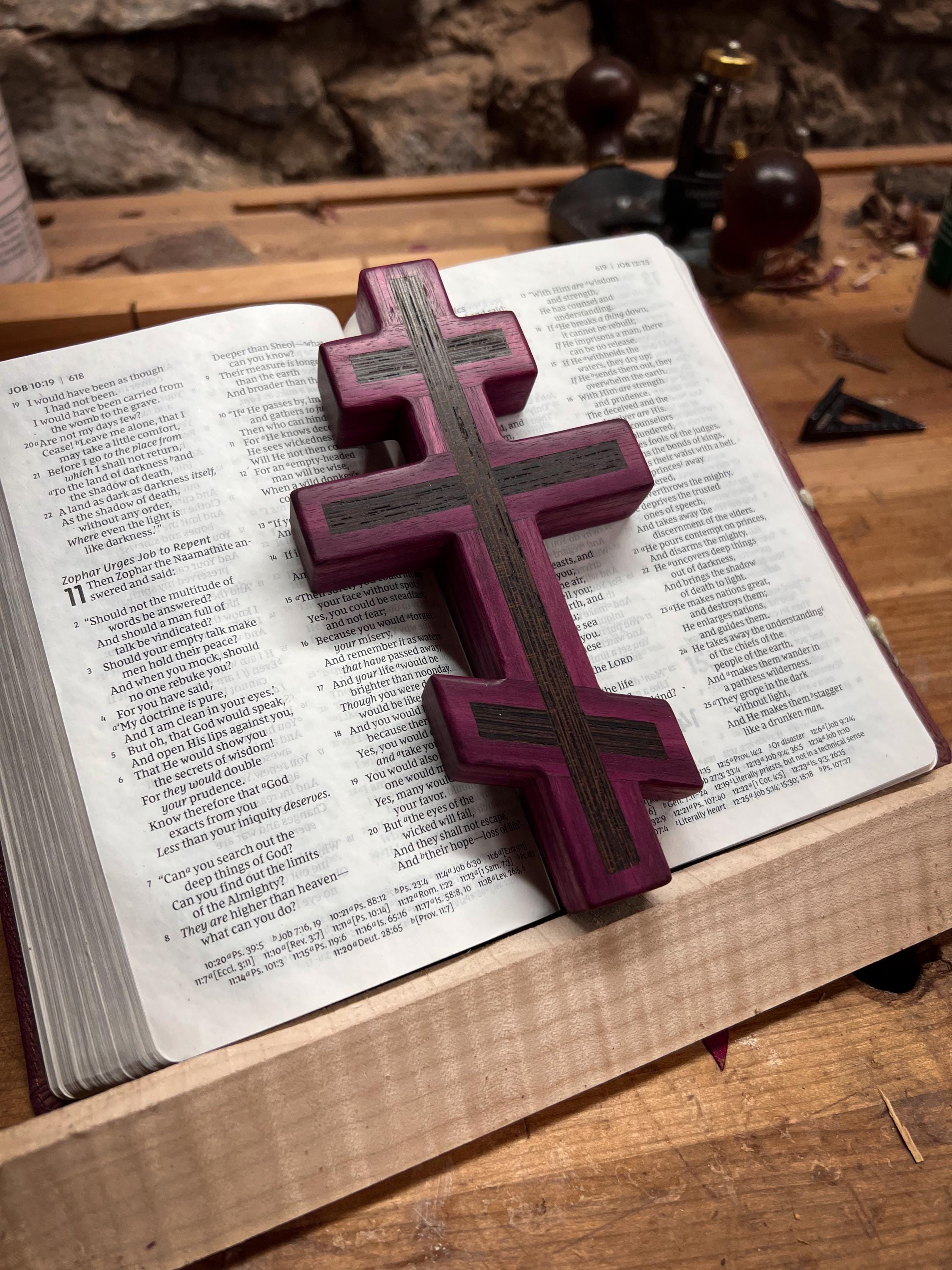 Purpleheart and Wenge Orthodox Wall Cross