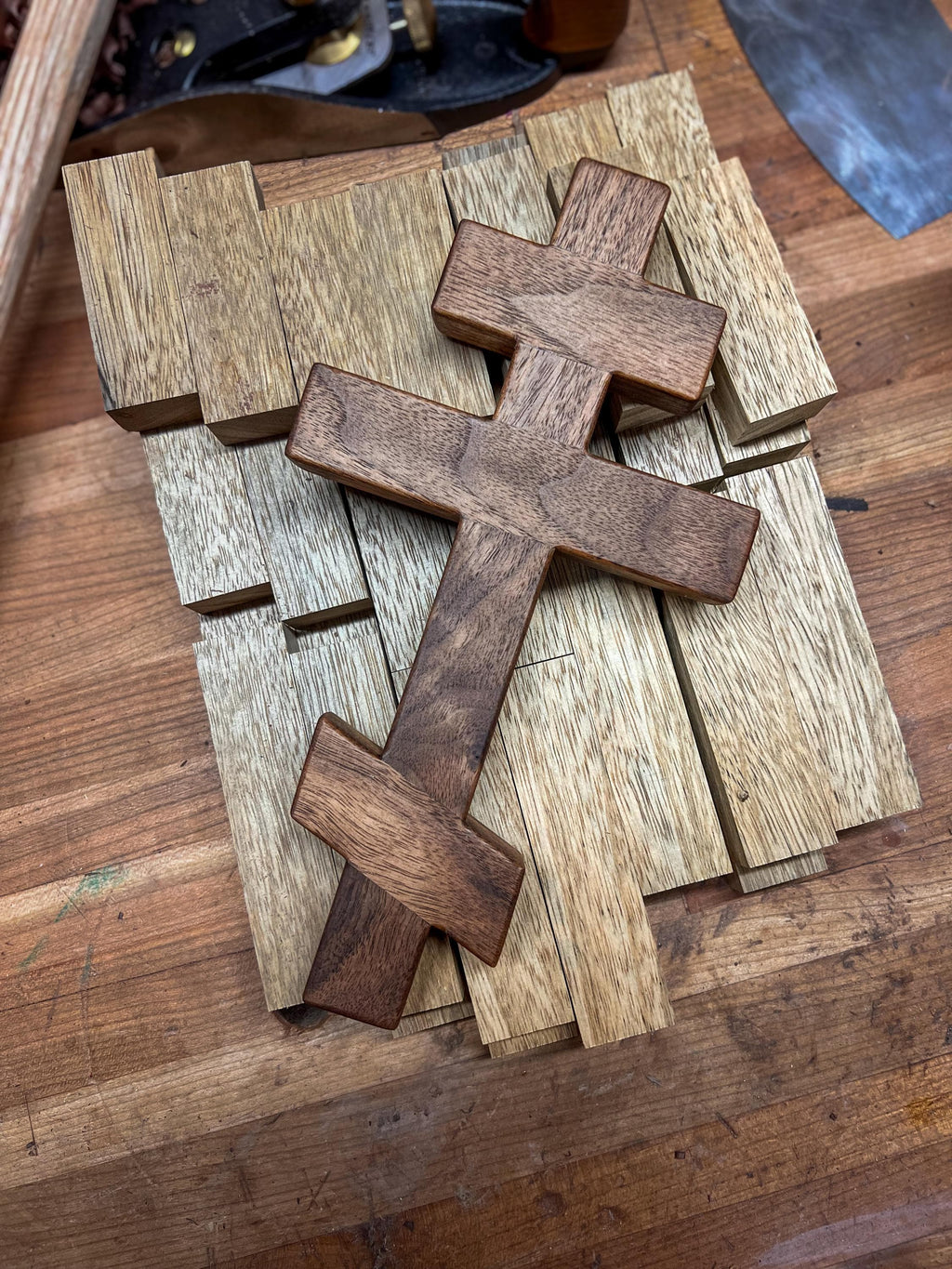 Walnut Wooden Orthodox Wall Cross