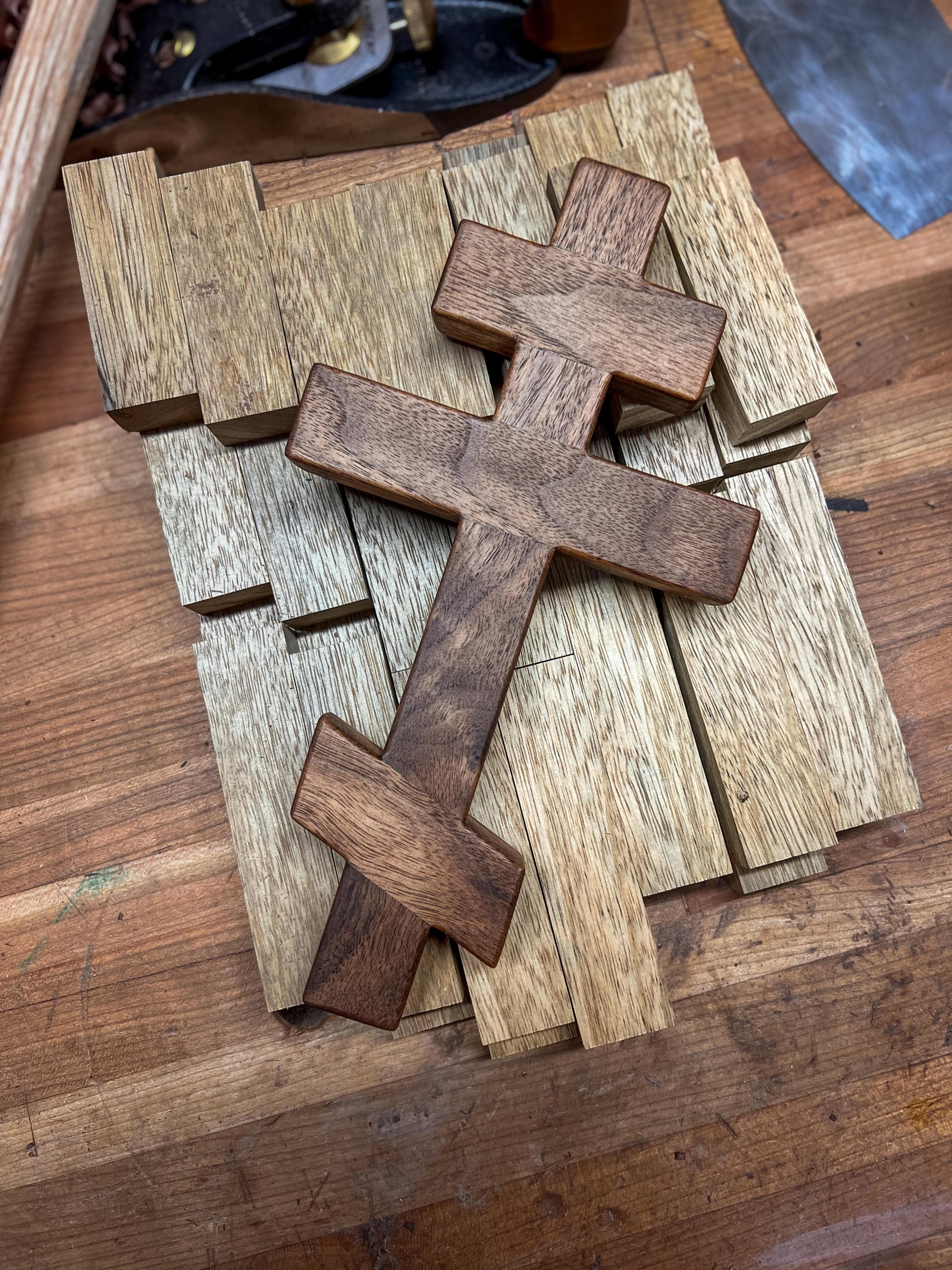 Walnut Wooden Orthodox Wall Cross