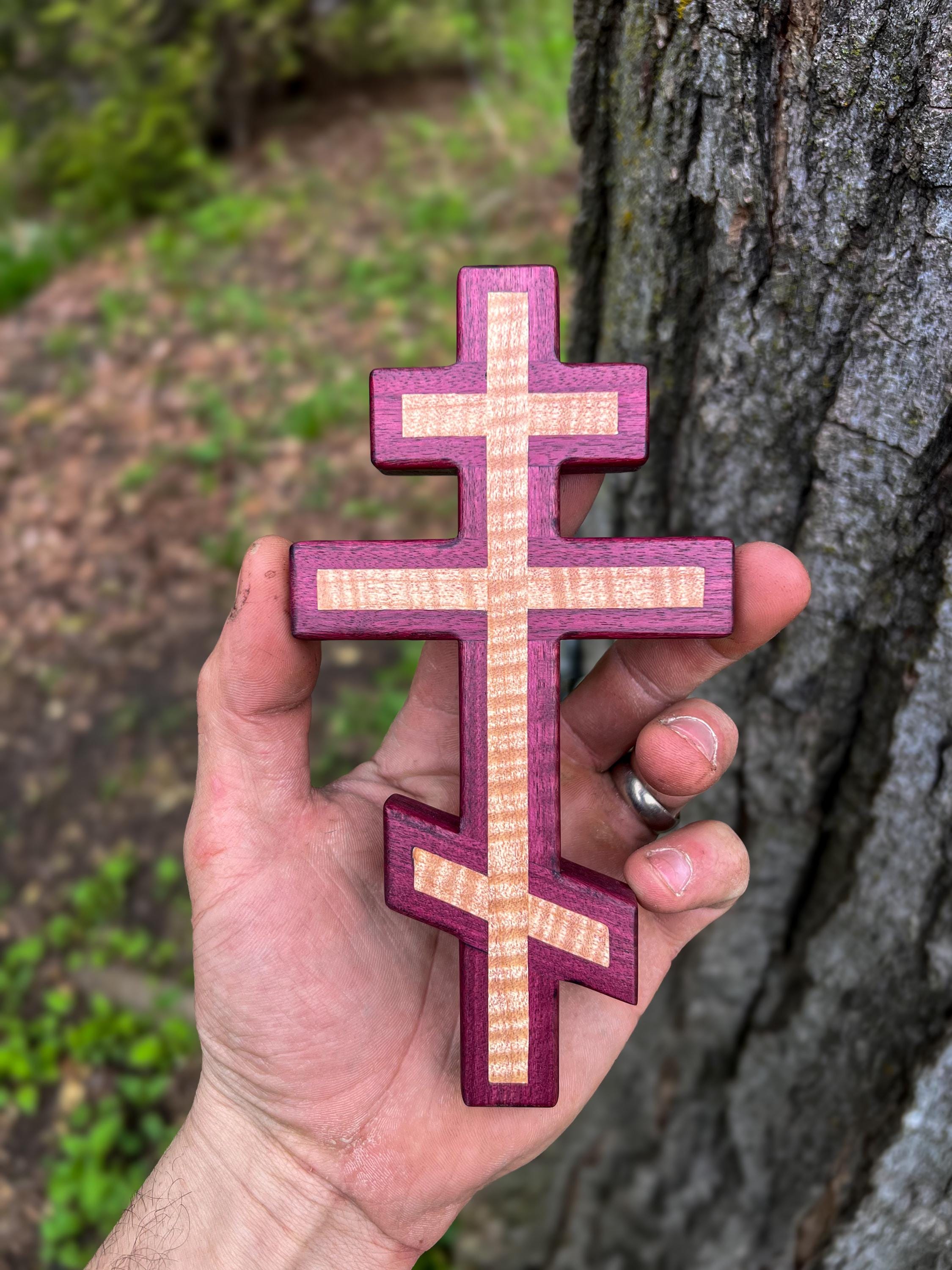 Purpleheart and Maple Orthodox Wall Cross