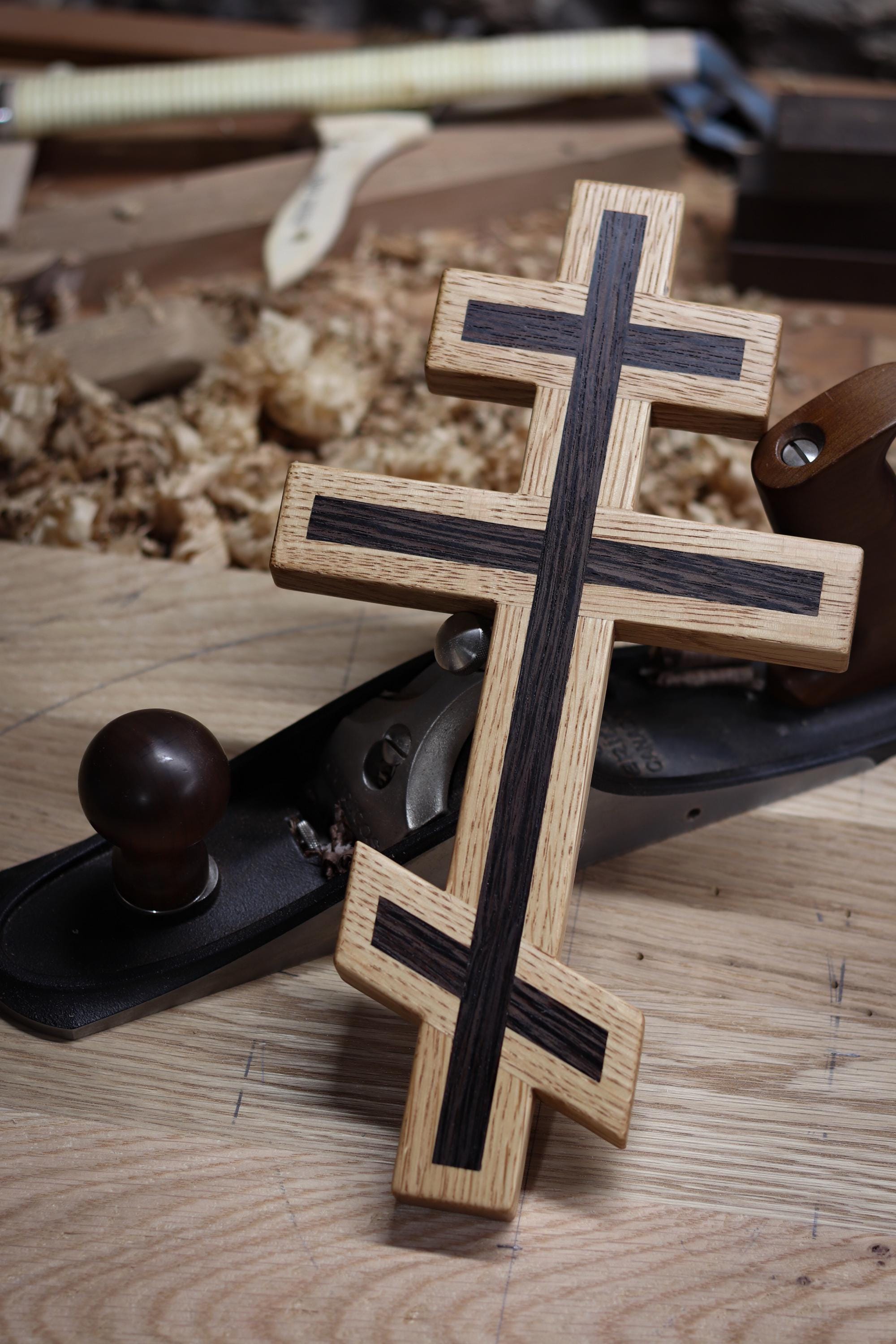 White Oak and Wenge Orthodox Wall Cross