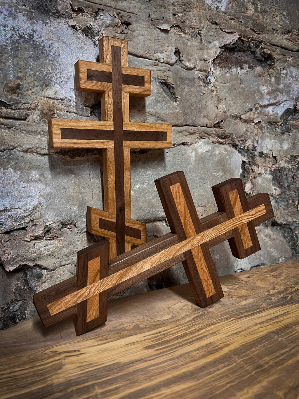 Cherry and Walnut Orthodox Wall Cross