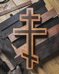 Cherry and Walnut Orthodox Wall Cross