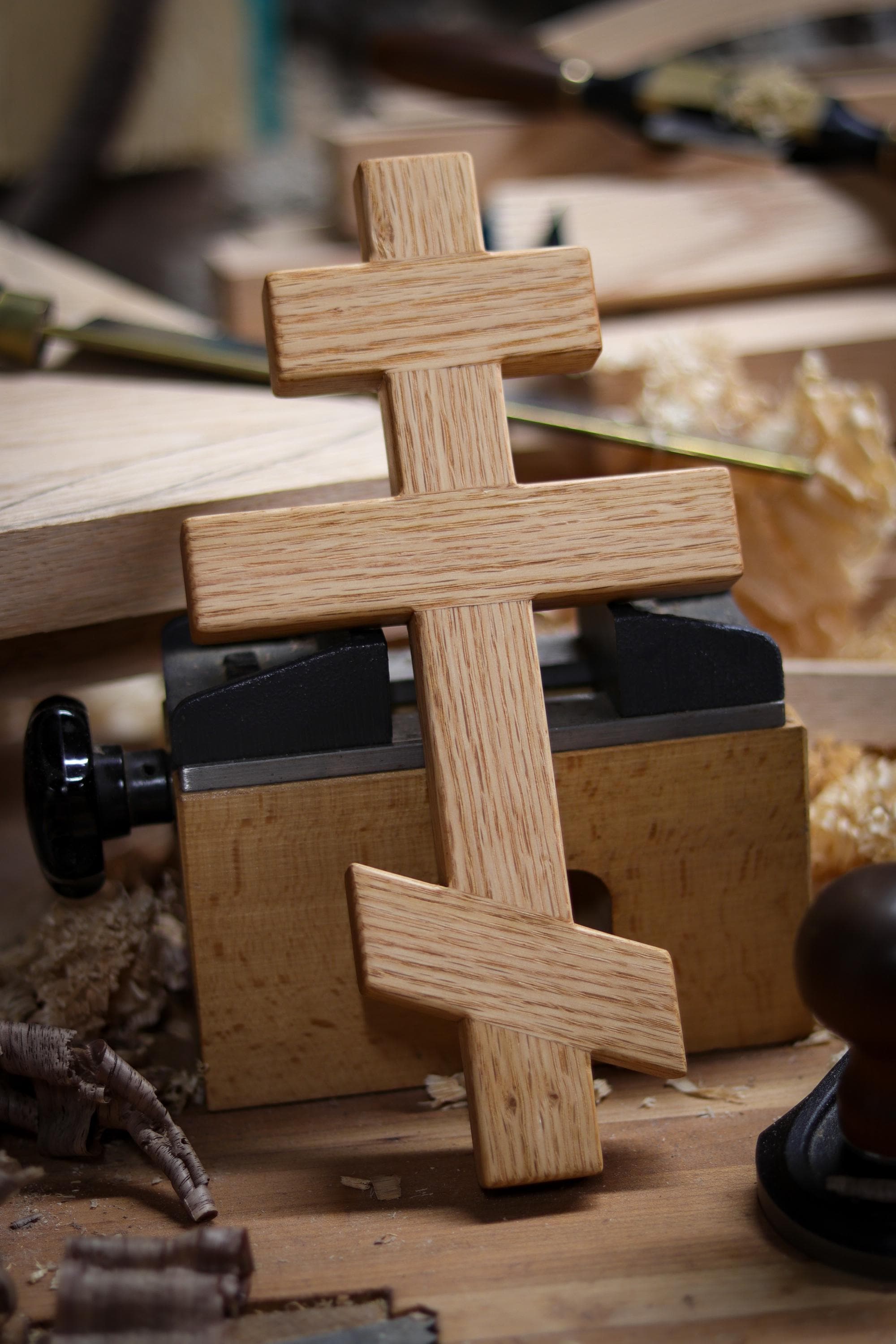 Oak Wooden Orthodox Wall Cross