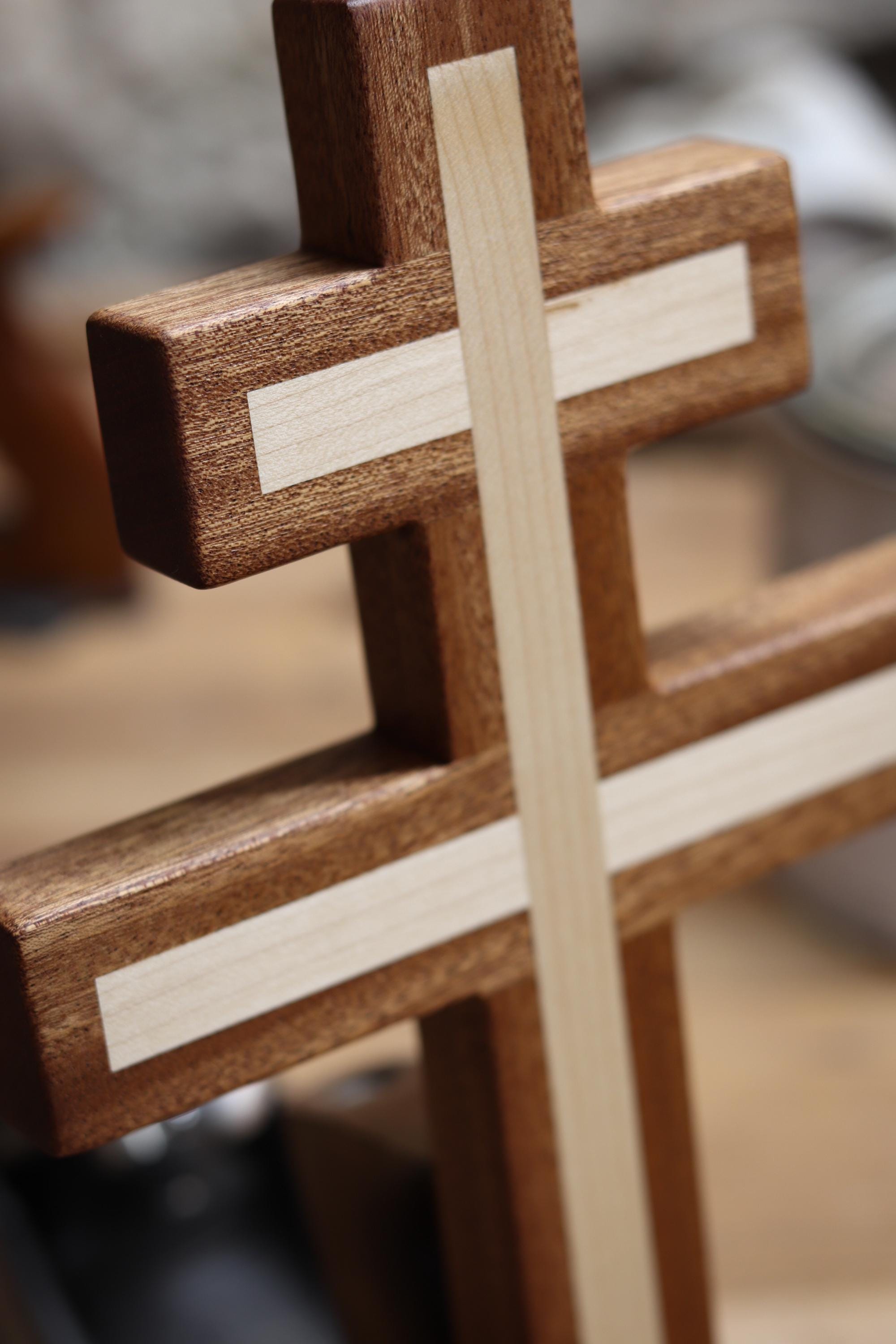 Sapele and Maple wooden Orthodox Wall Cross