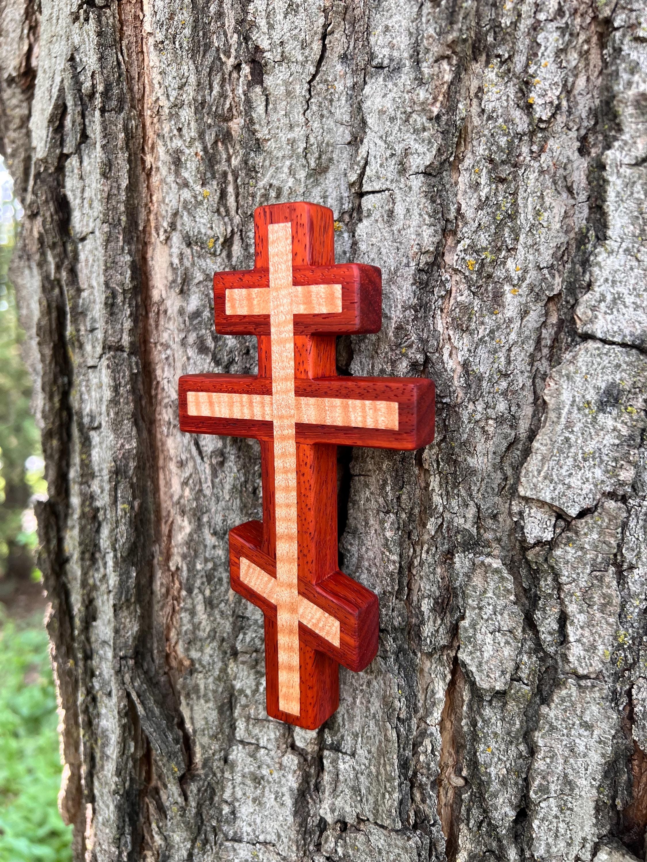 Padauk and Flame Maple Orthodox Wall Cross