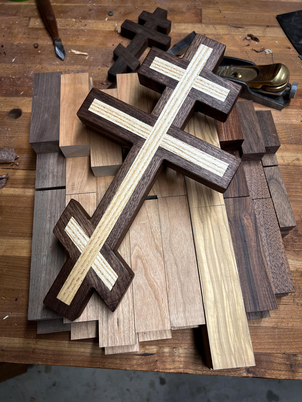 Walnut and Ash Orthodox Wall Cross