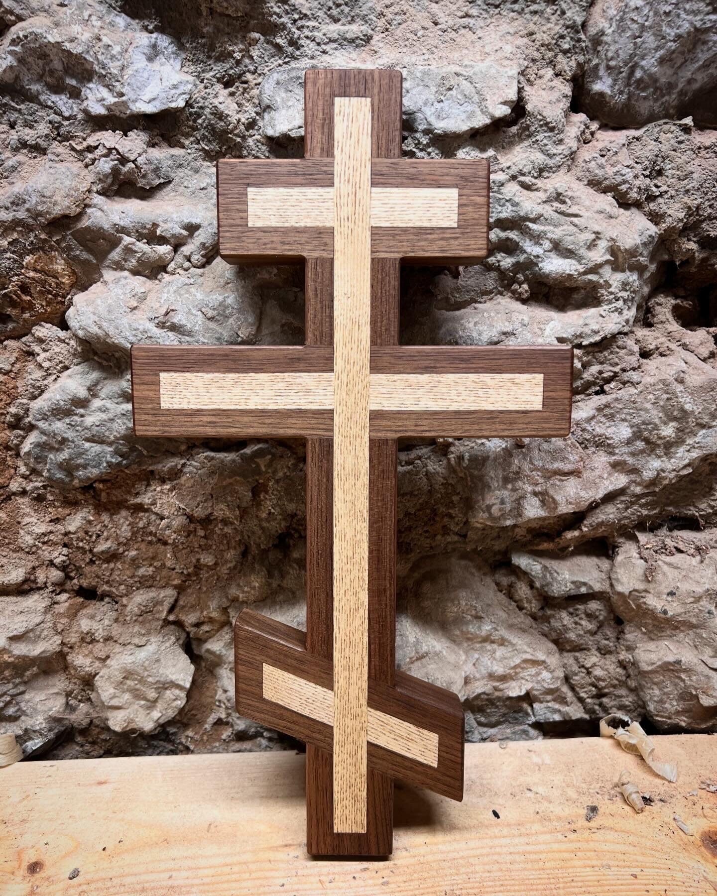 Walnut and Maple Orthodox Wall Cross