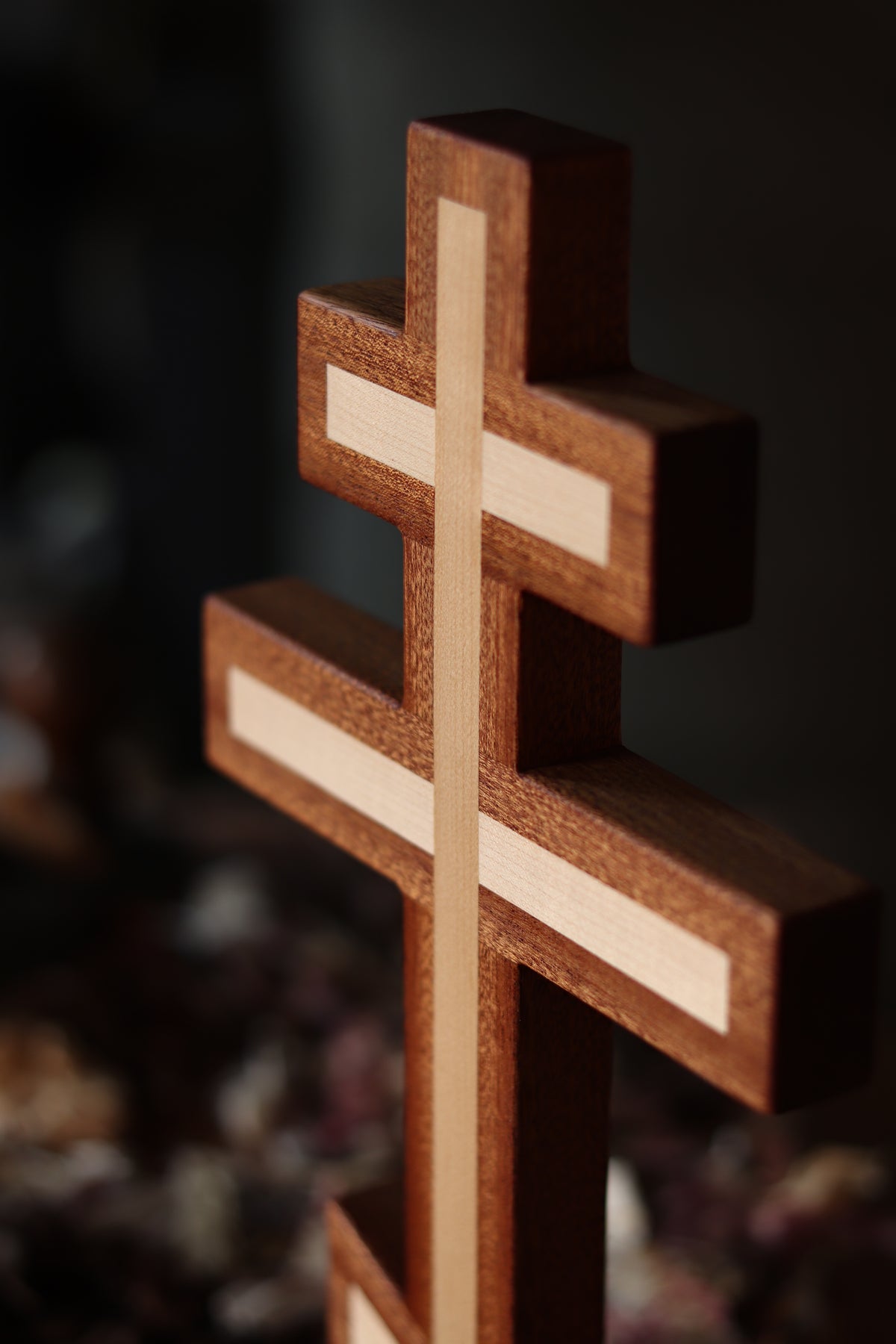 Sapele and Maple wooden Orthodox Wall Cross