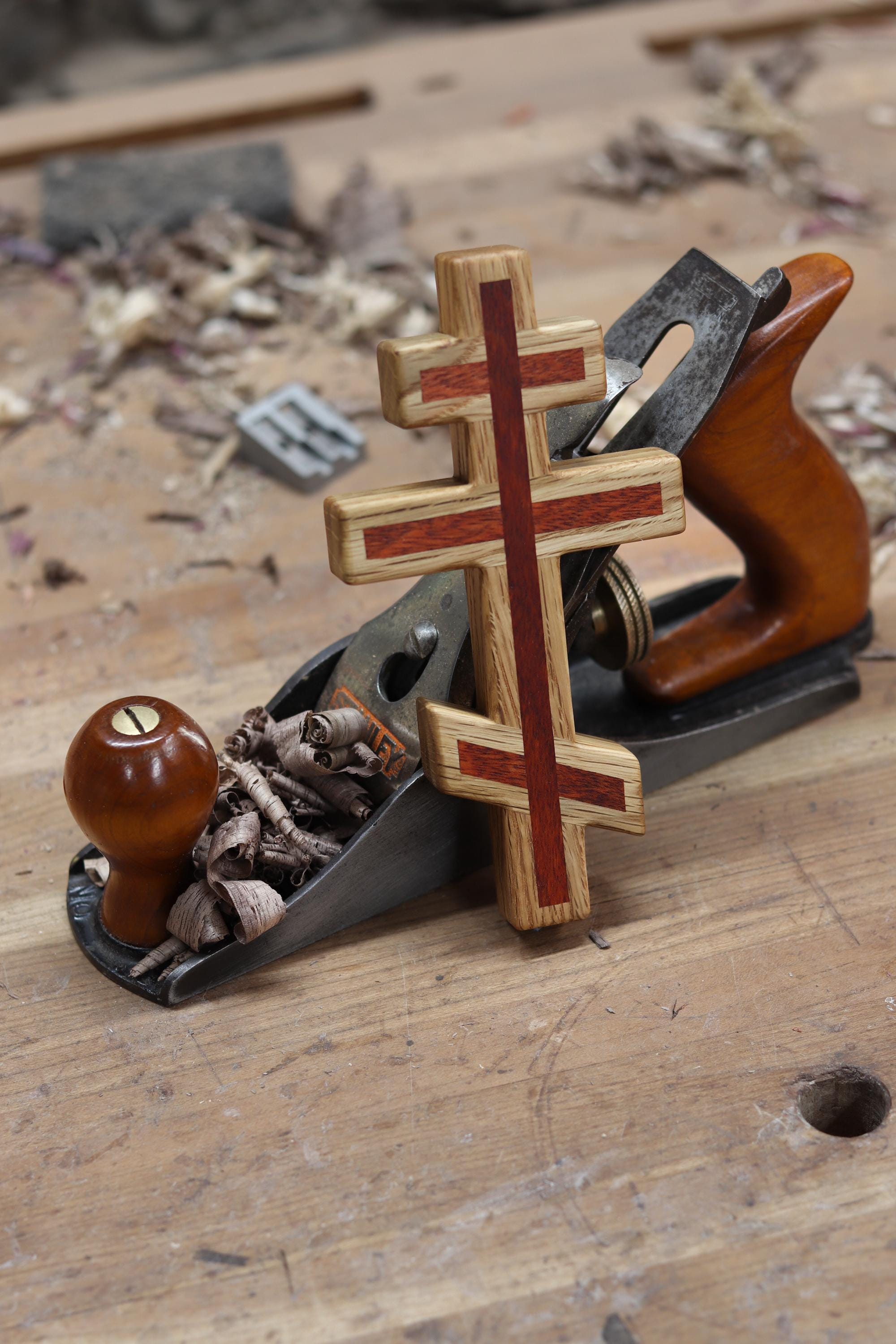 White Oak and Bloodwood Orthodox Wall Cross