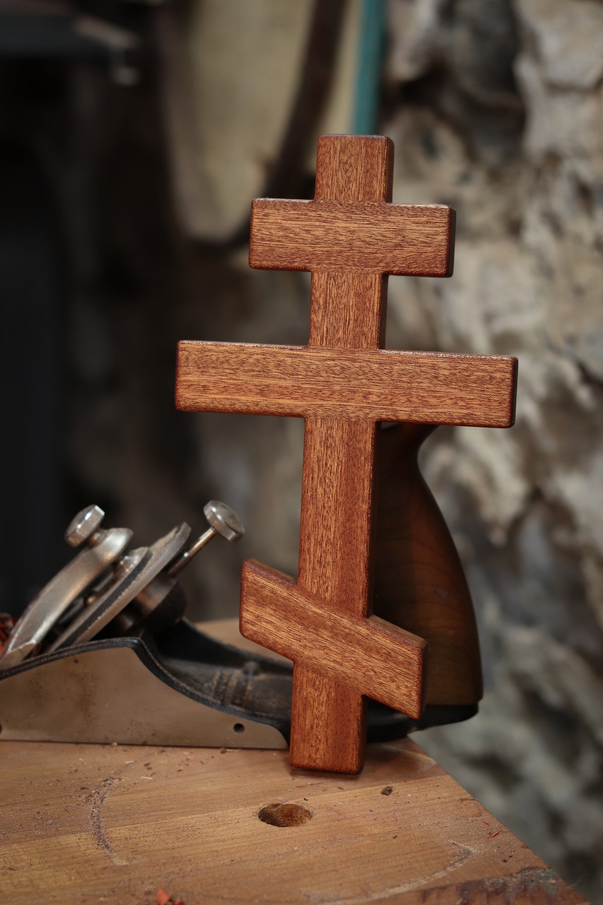 Sapele Wood Orthodox Wall Cross