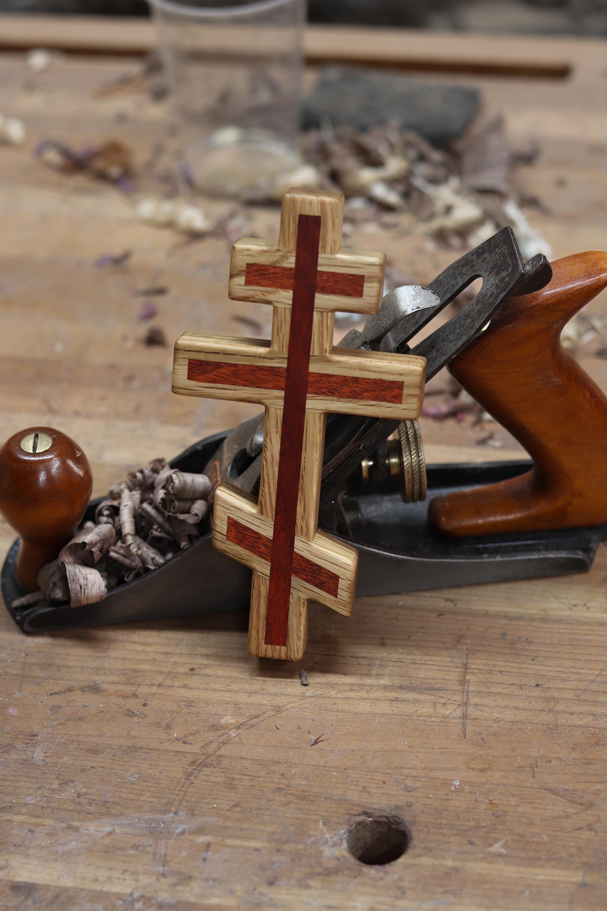 White Oak and Bloodwood Orthodox Wall Cross