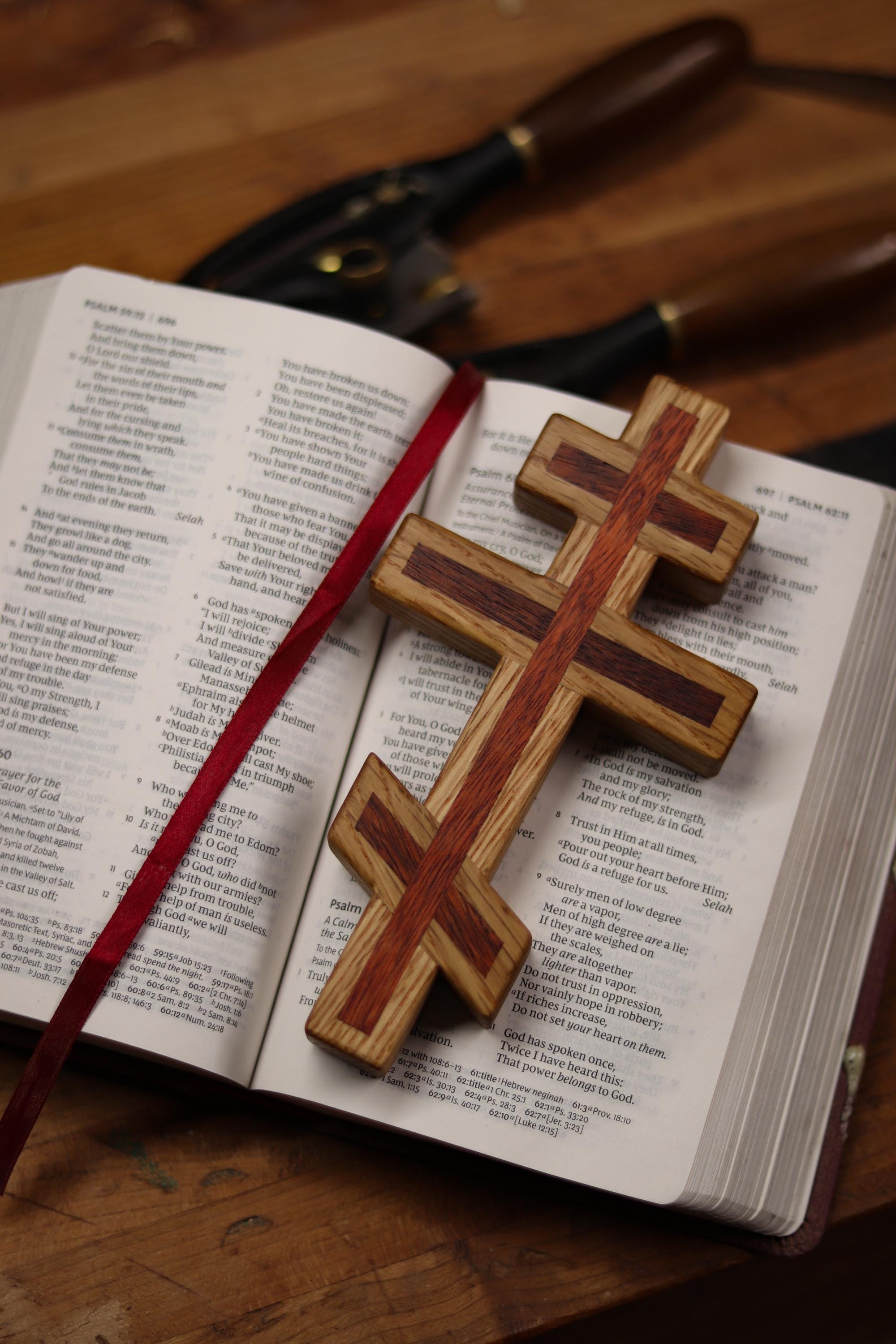 White Oak and Bloodwood Orthodox Wall Cross