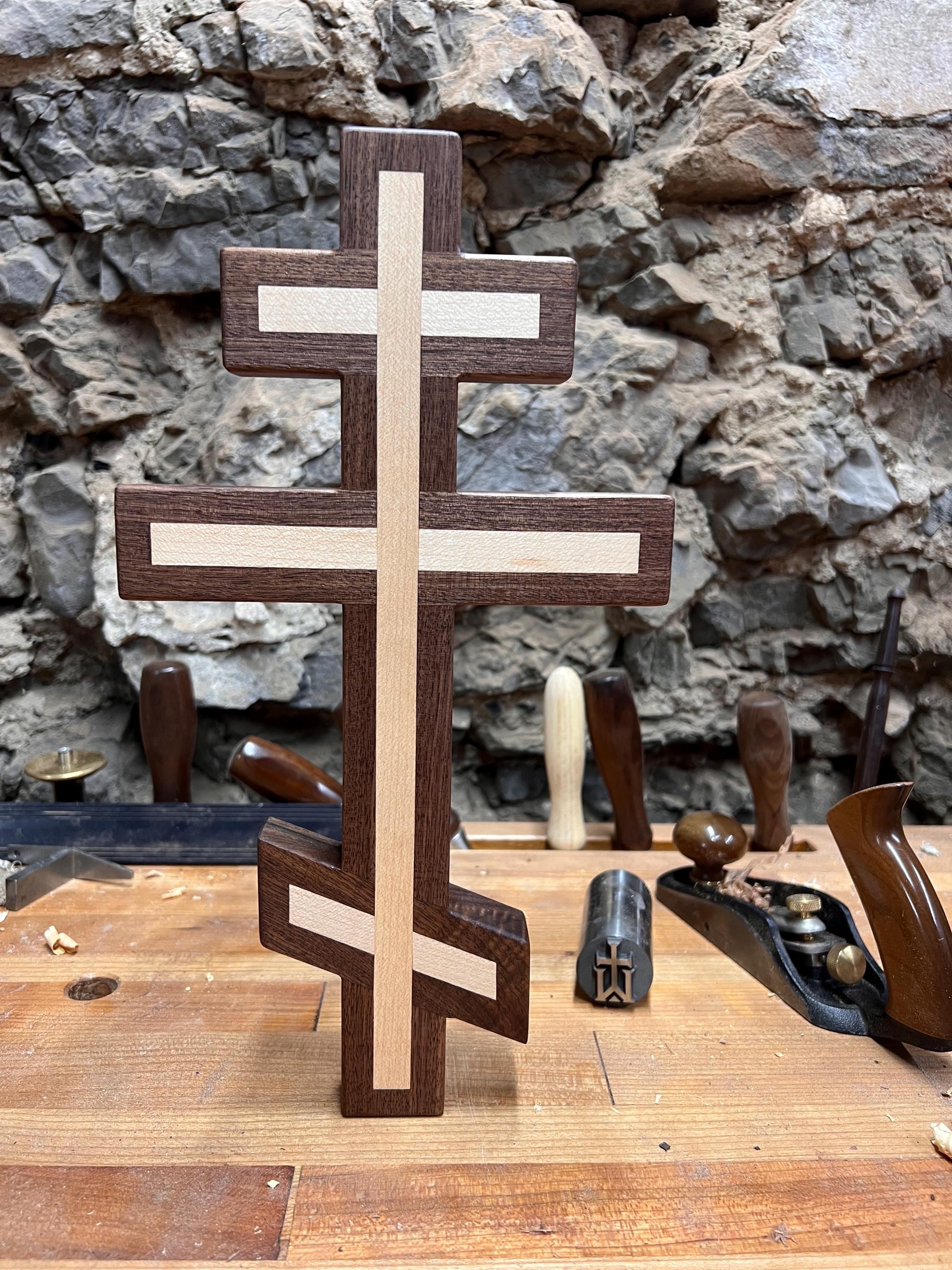 Walnut and Maple Orthodox Wall Cross