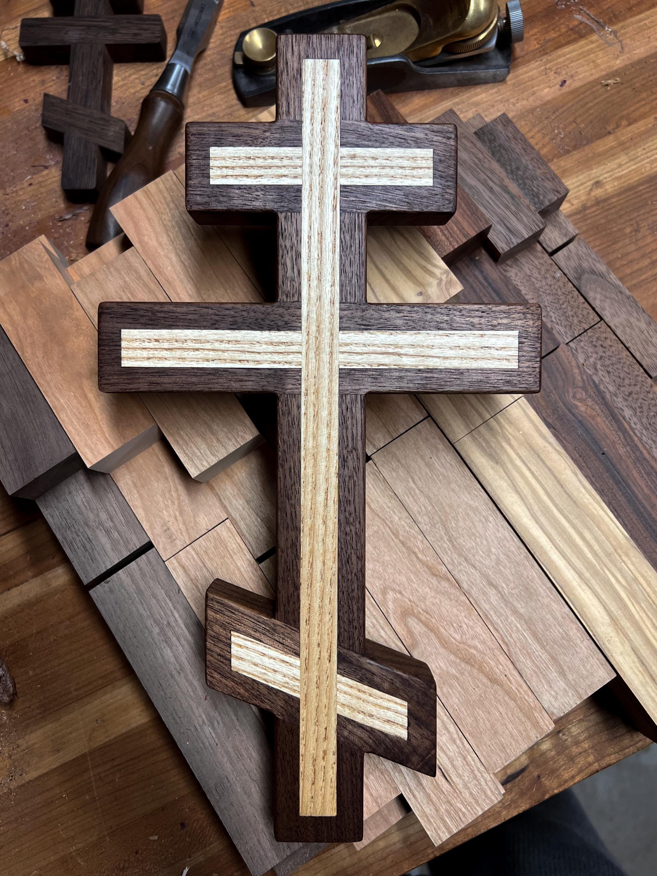 Walnut and Ash Orthodox Wall Cross