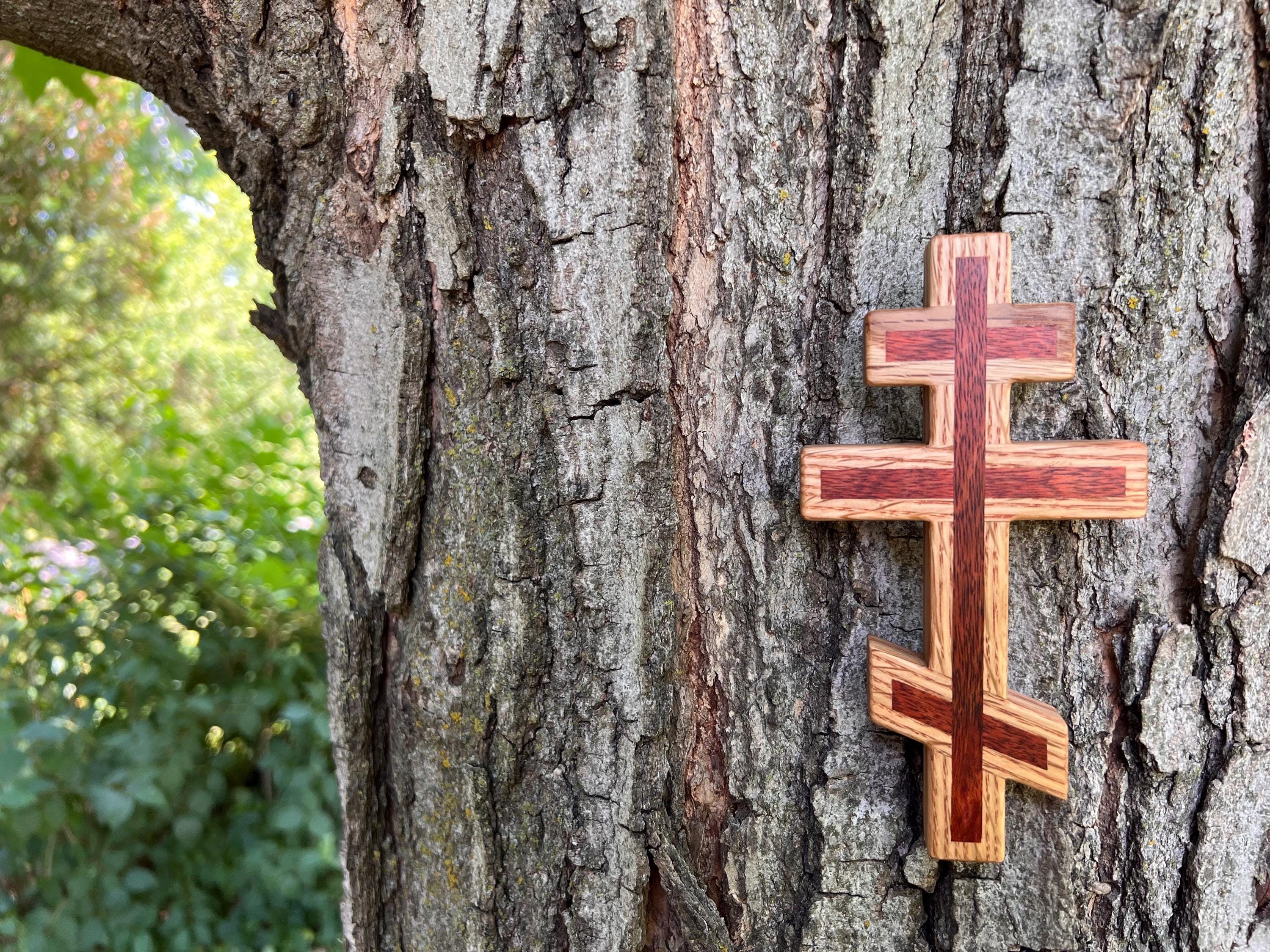 White Oak and Bloodwood Orthodox Wall Cross