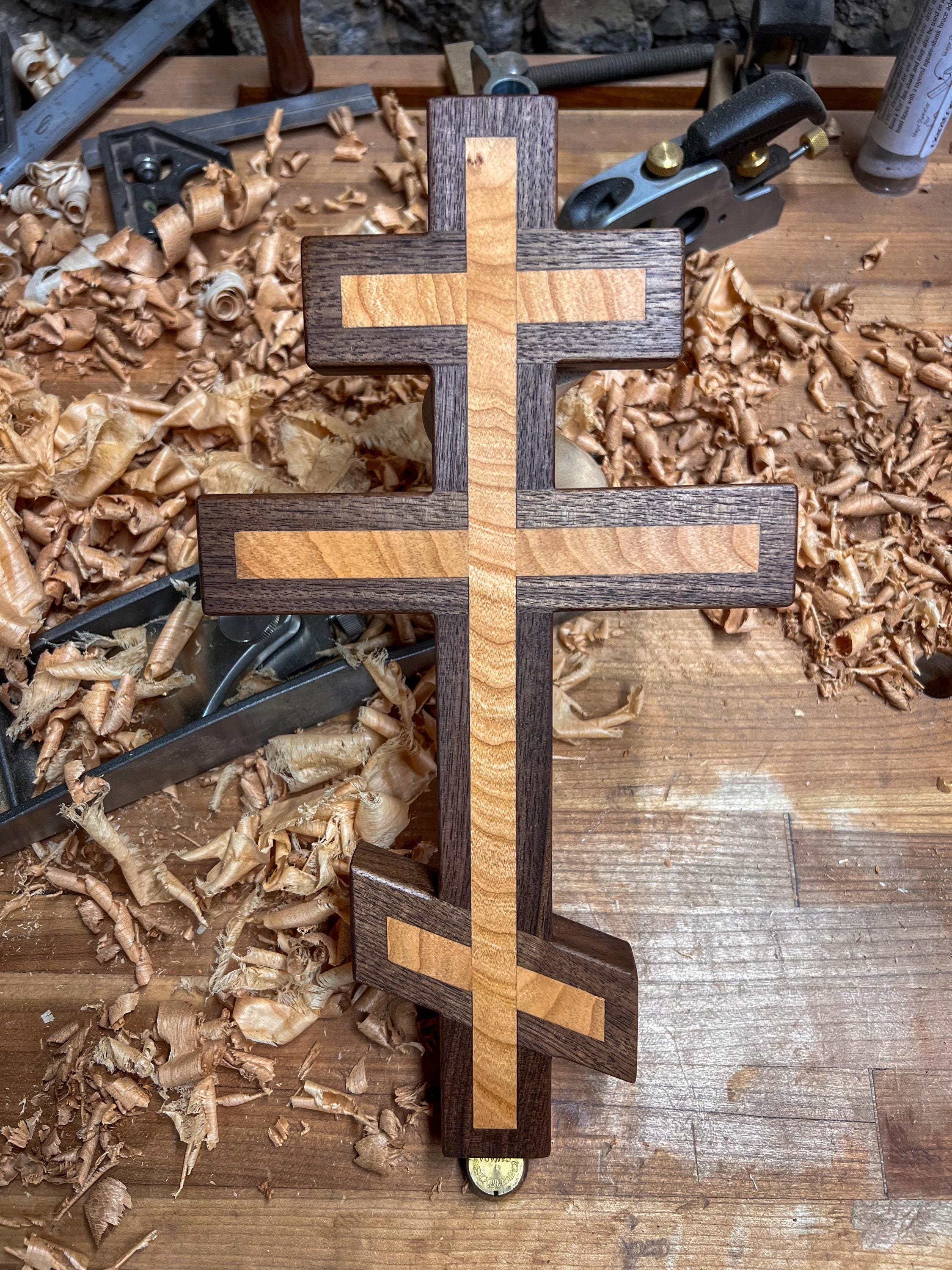 Walnut and Cherry Wooden Orthodox Wall Cross