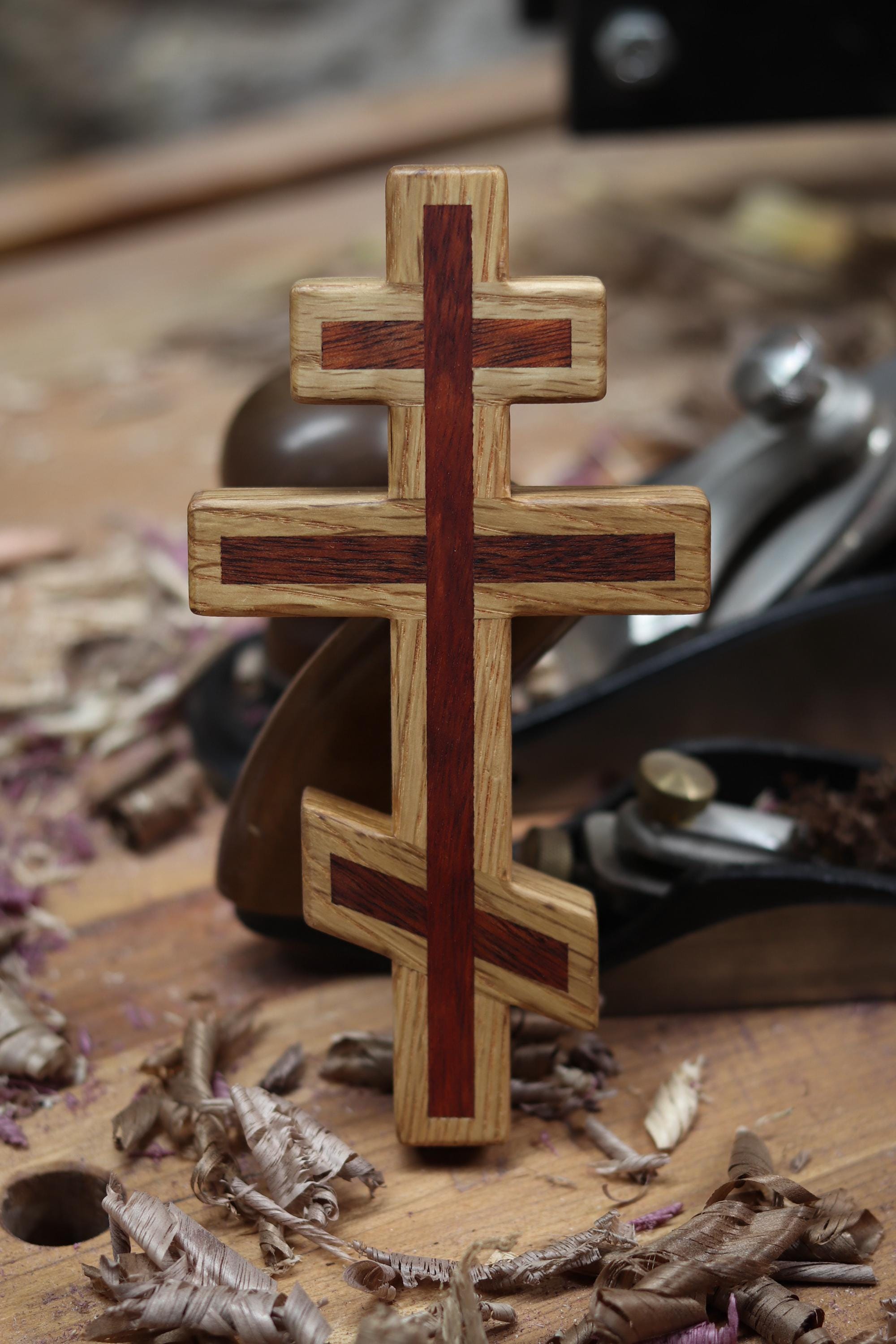 White Oak and Bloodwood Orthodox Wall Cross