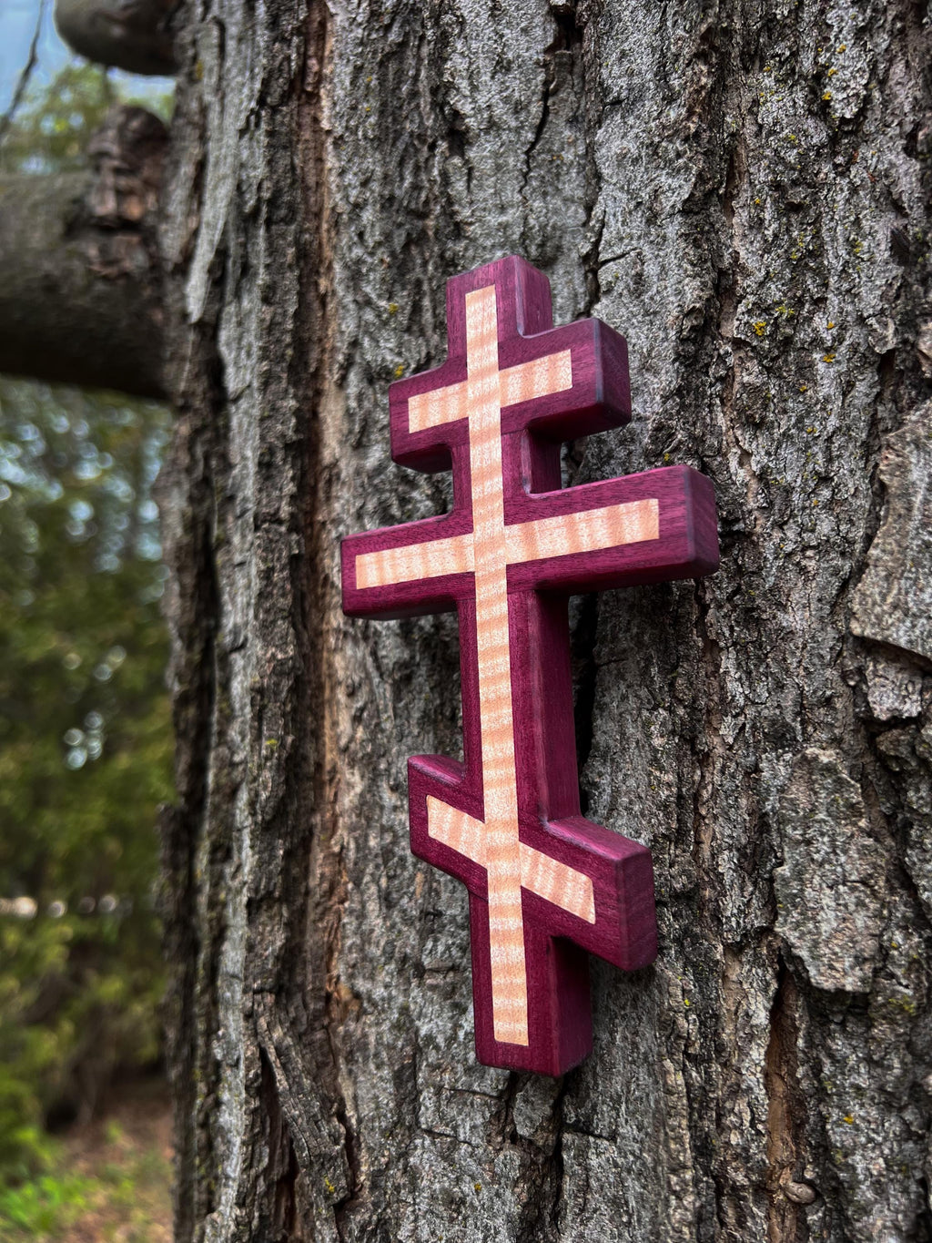 Purpleheart and Maple Orthodox Wall Cross