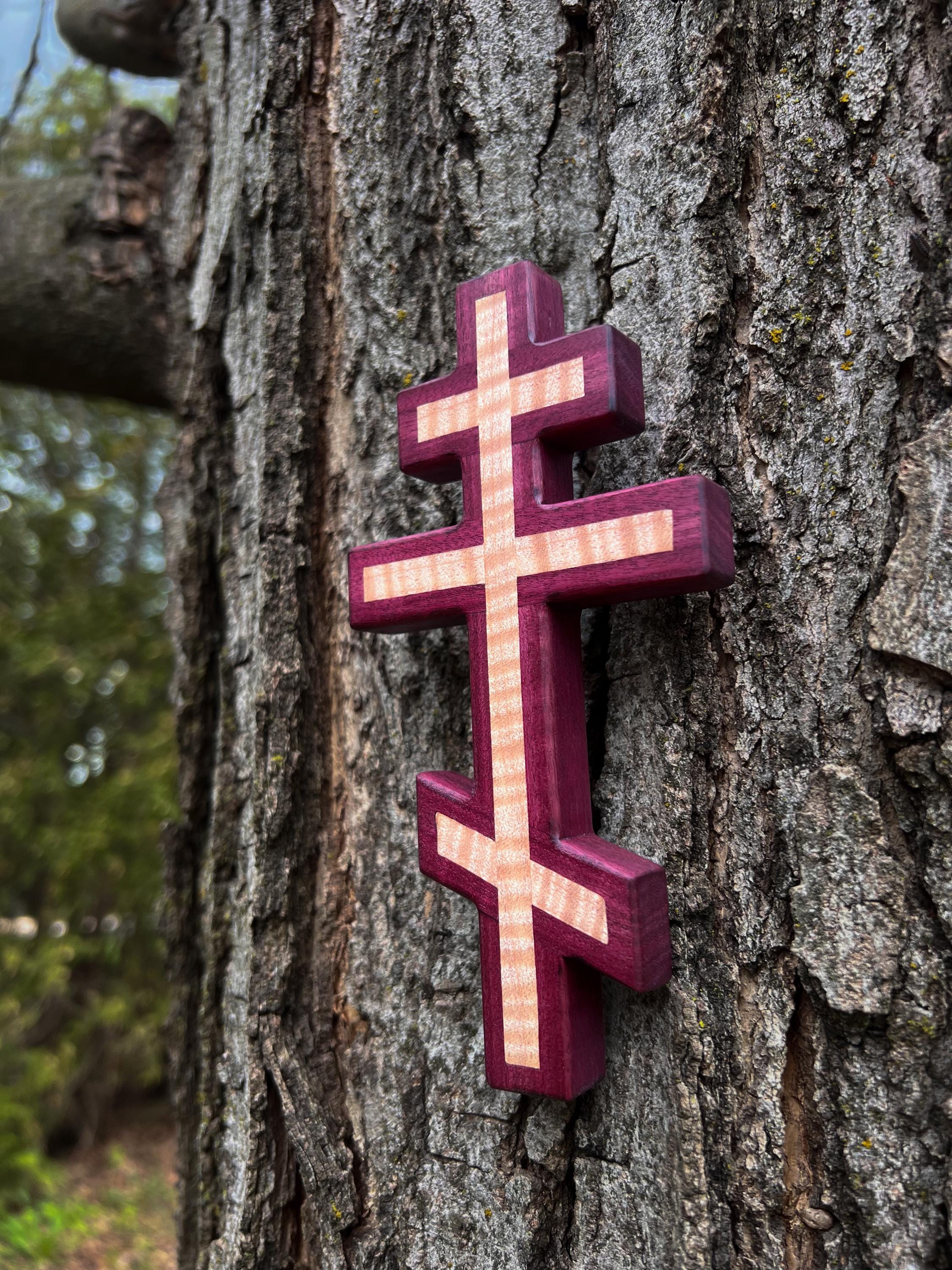 Purpleheart and Maple Orthodox Wall Cross