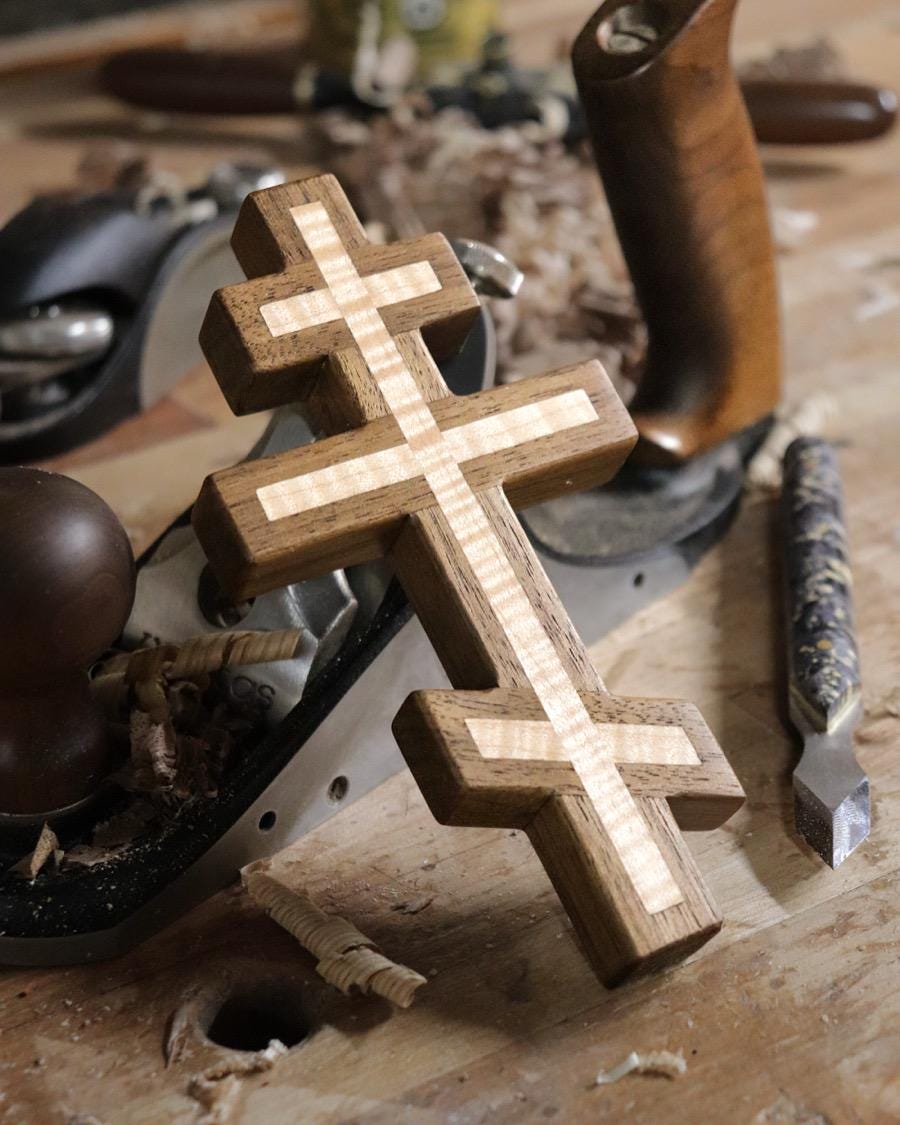 Walnut and Curly Maple Orthodox Wall cross