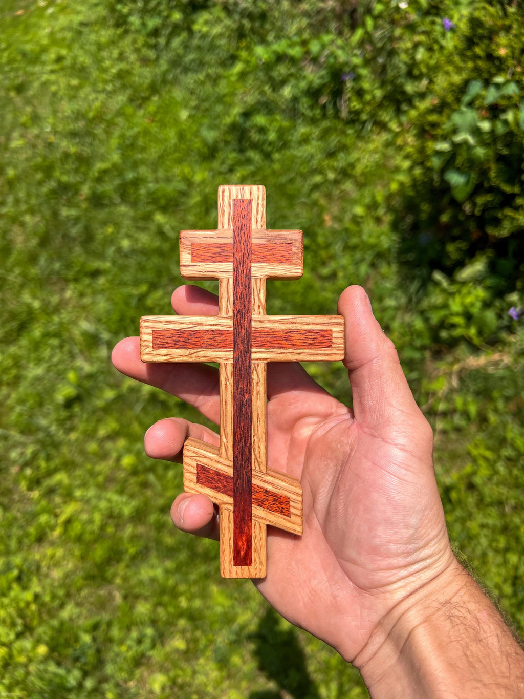 White Oak and Bloodwood Orthodox Wall Cross