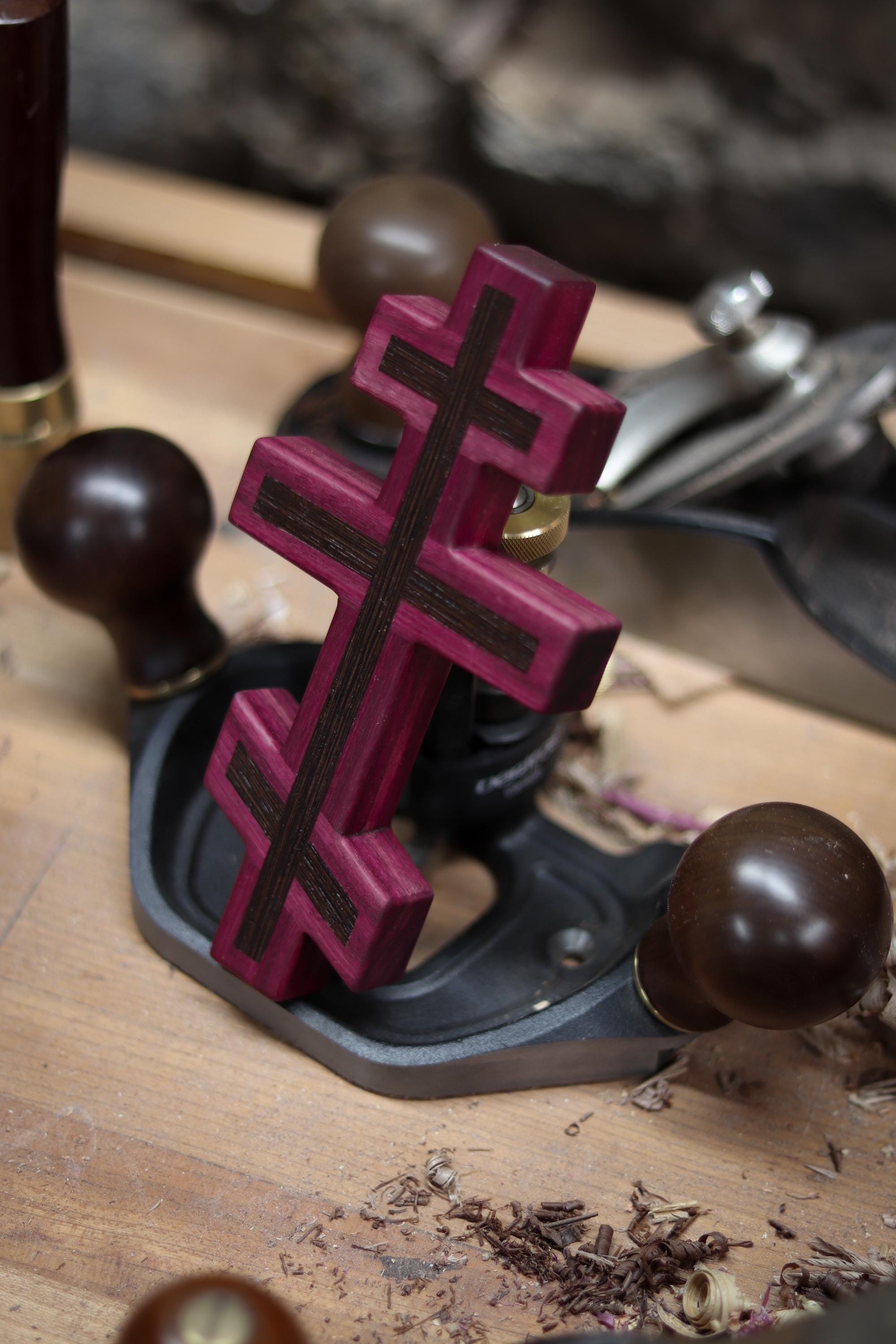 Purpleheart and Wenge Orthodox Wall Cross