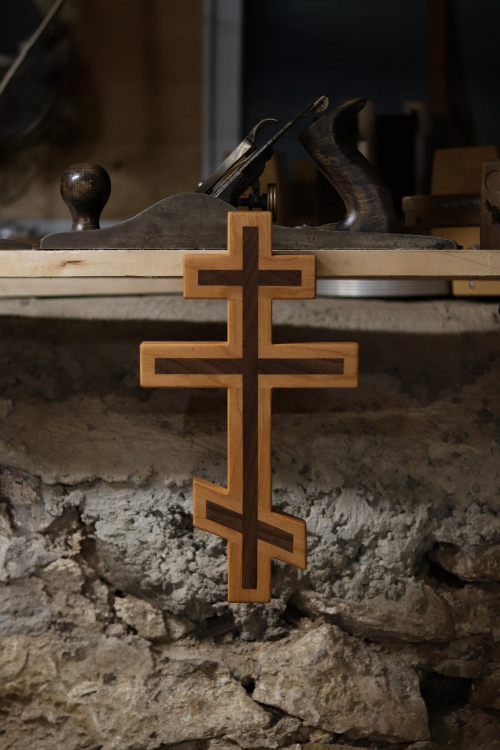 Cherry and Walnut Orthodox Wall Cross