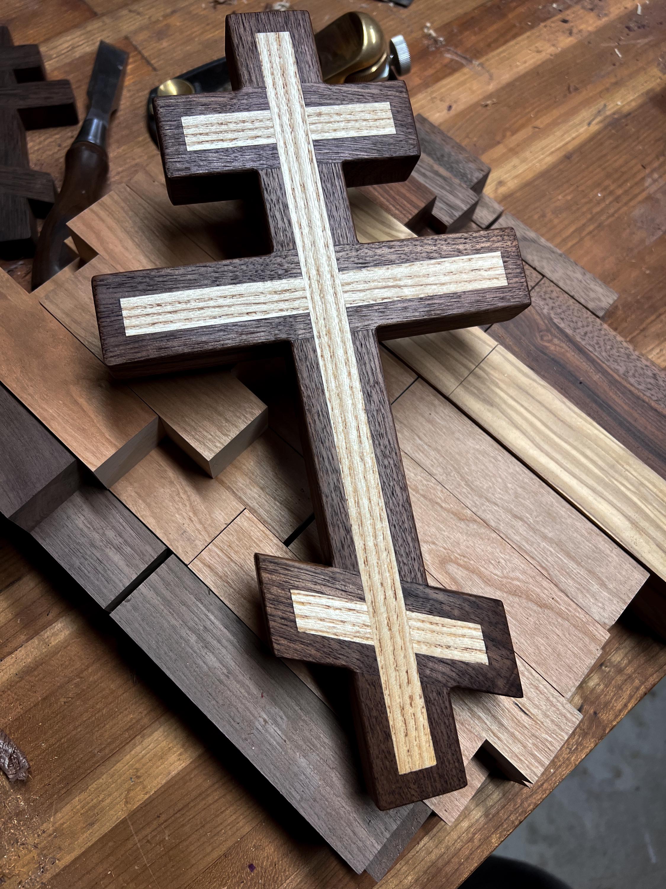 Walnut and Ash Orthodox Wall Cross