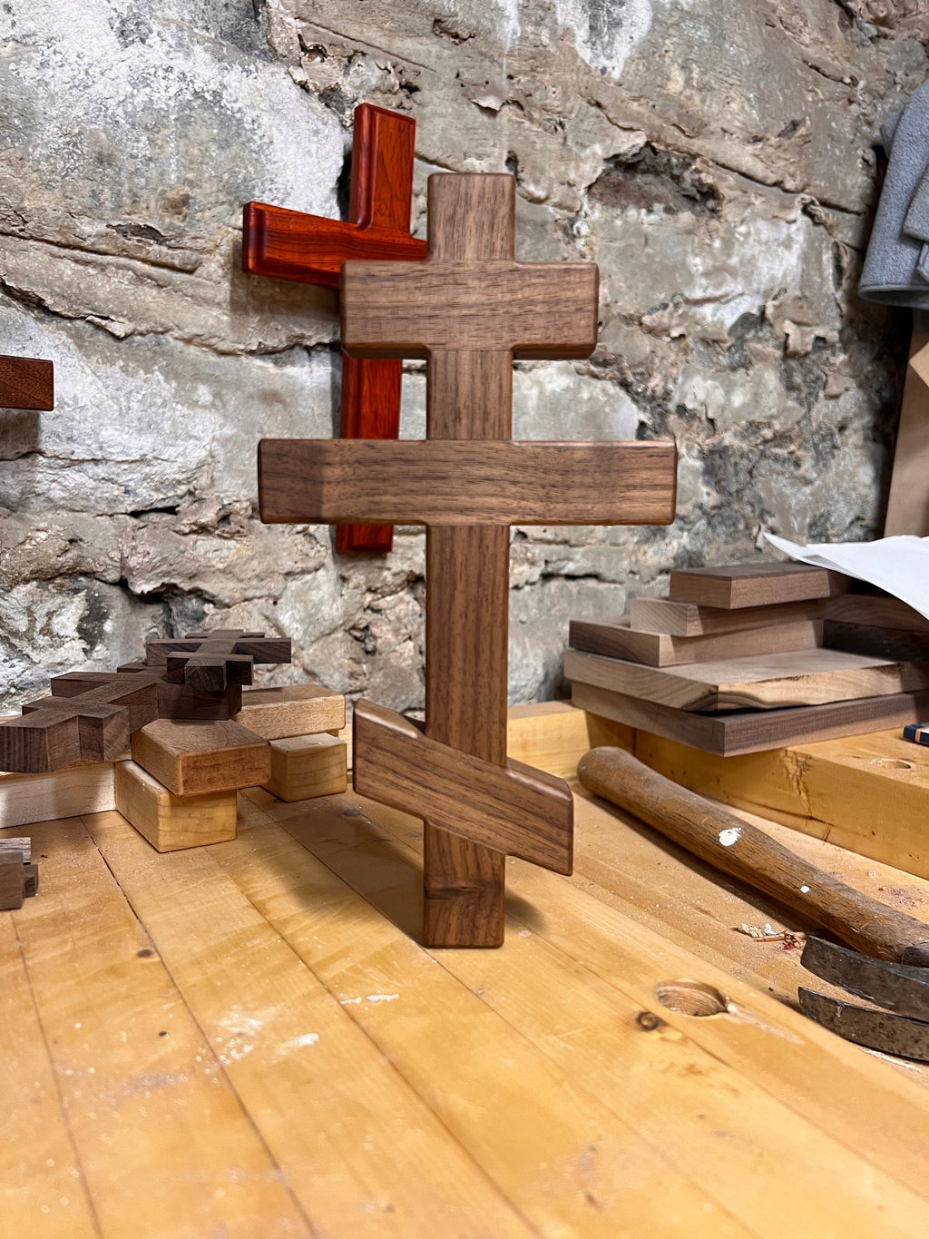 Walnut Wooden Orthodox Wall Cross