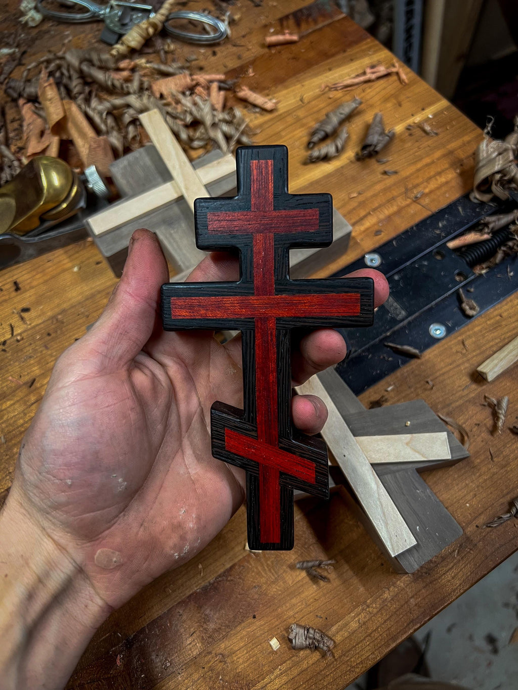 Wenge and Bloodwood Orthodox Wall Cross