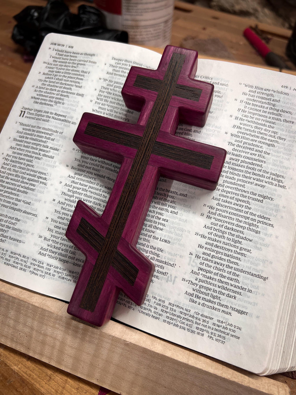 Purpleheart and Wenge Orthodox Wall Cross