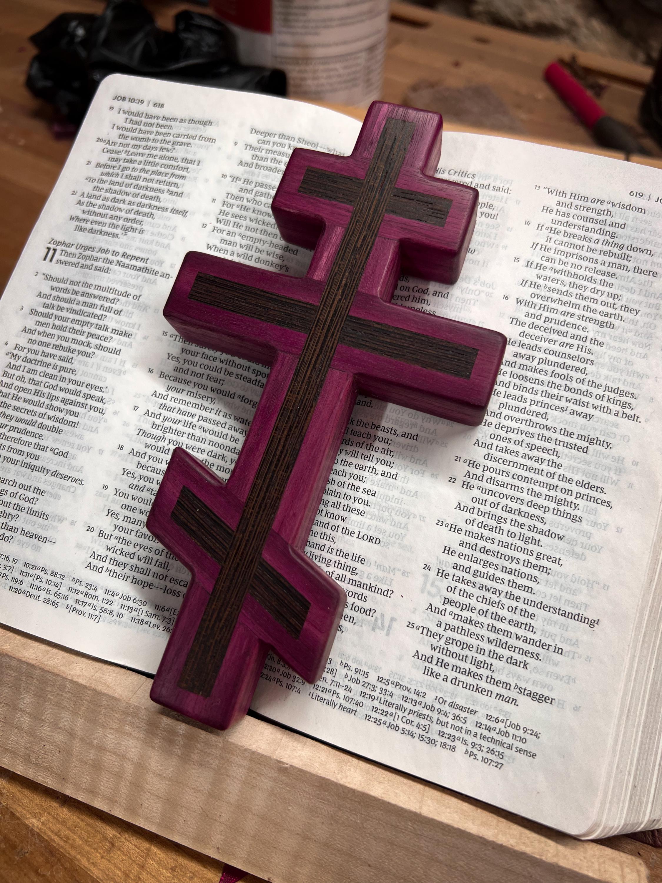 Purpleheart and Wenge Orthodox Wall Cross