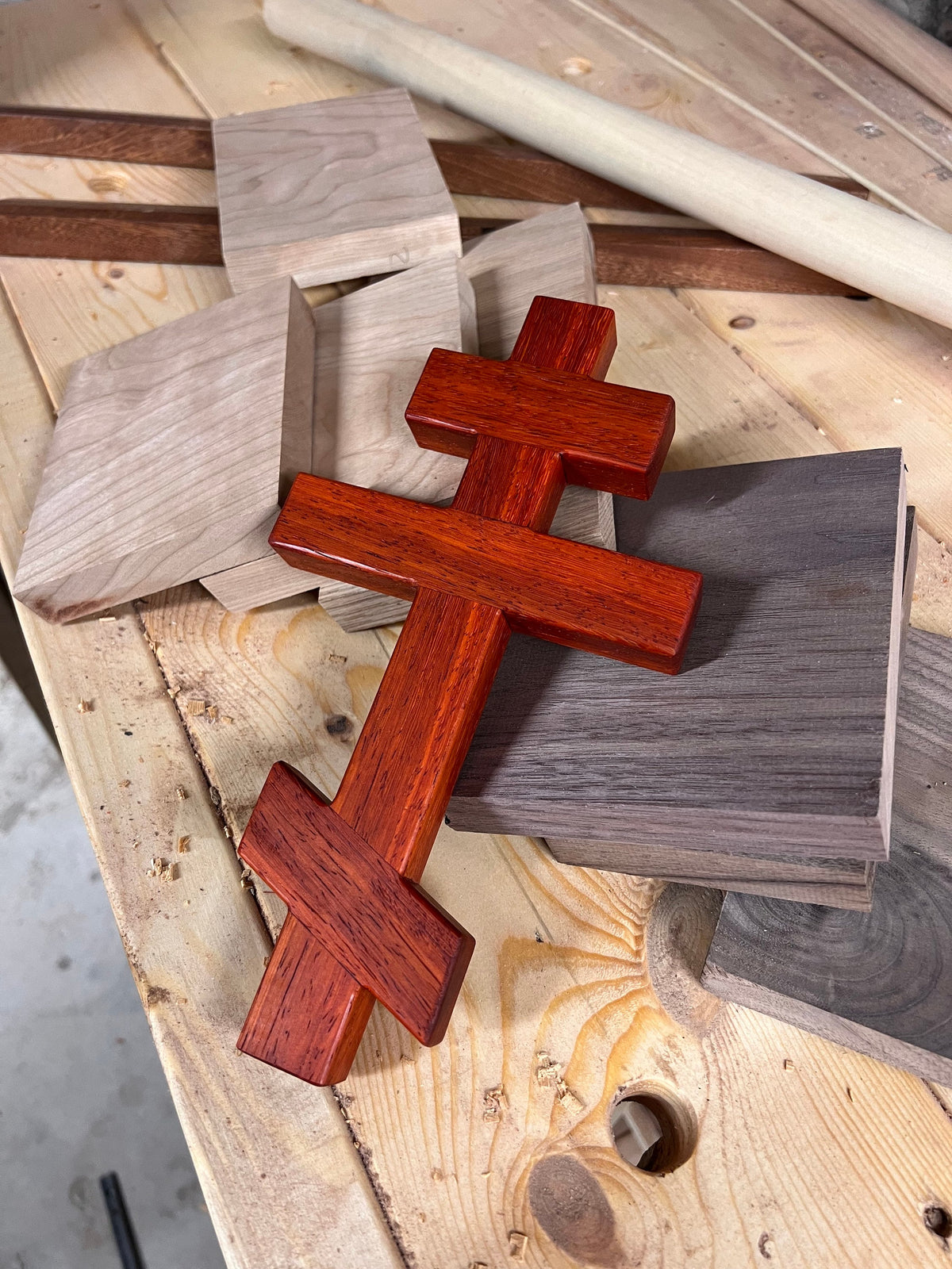 Padauk Wood Orthodox Wall Cross