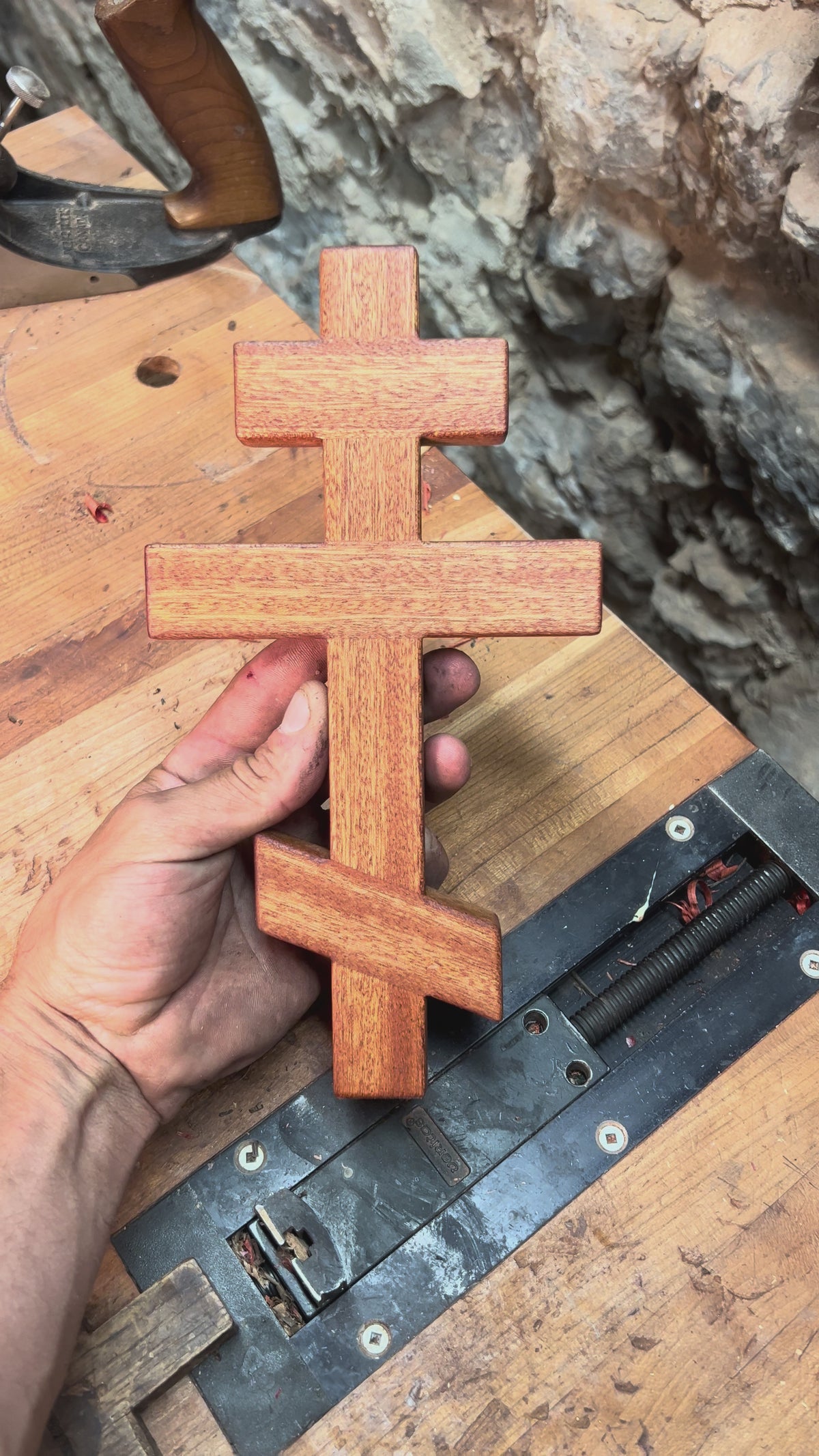 Sapele Wood Orthodox Wall Cross